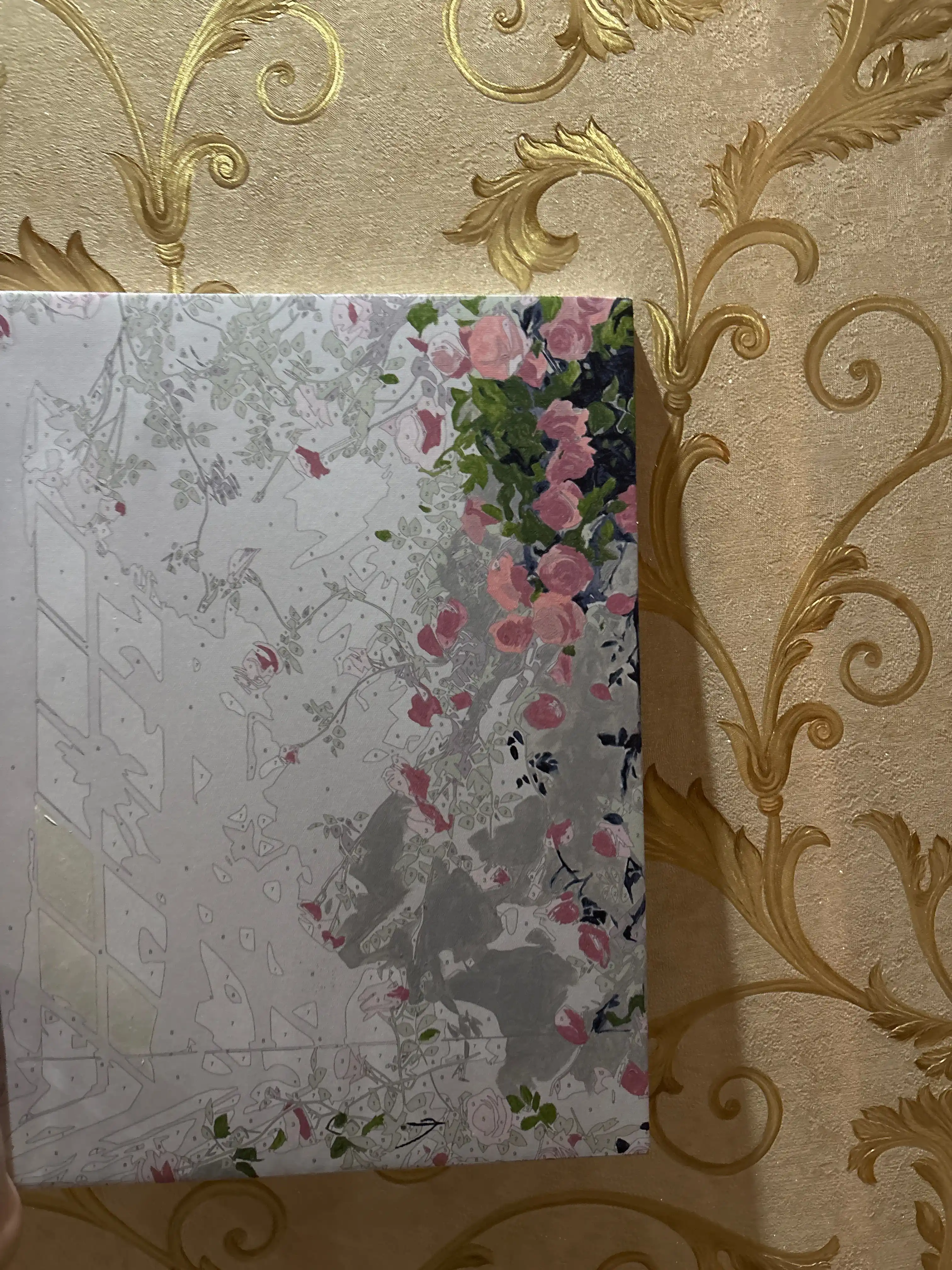 Raqamlar bo'yicha rasm "Tabiyat va Gullar", asosli ramkaga tortilgan, 30 * 40 sm
