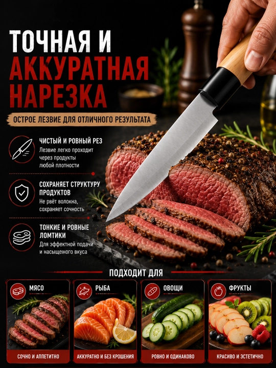 Universal oshxona pichog‘i – go‘sht, sabzavot va mahsulotlarni kesish uchun o‘tkir tig‘
