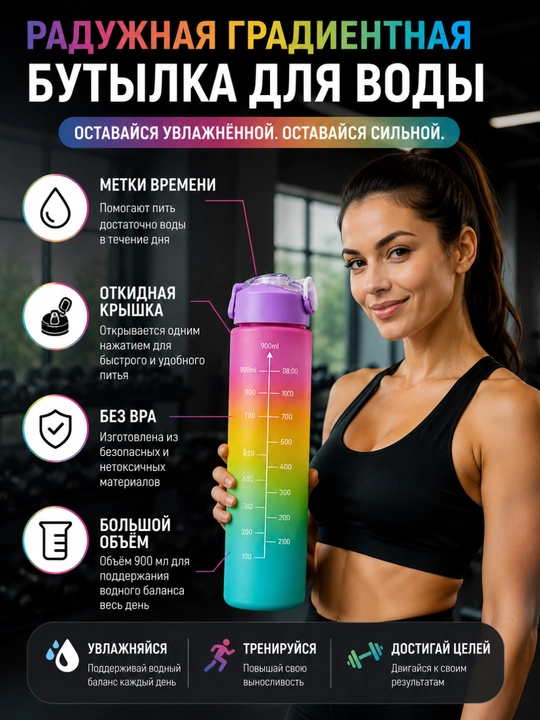Suv uchun idish, naychali, sport, sayr, maktab uchun butilkalar, 900 ml