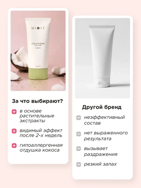 MIXIT Крем для лица универсальный с кокосовой водой 50 мл