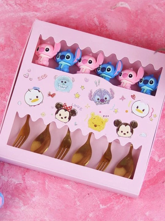 Bolalar qoshiq va sanchqilar to‘plami Stitch uslubidagi sovg‘a to‘plami - 