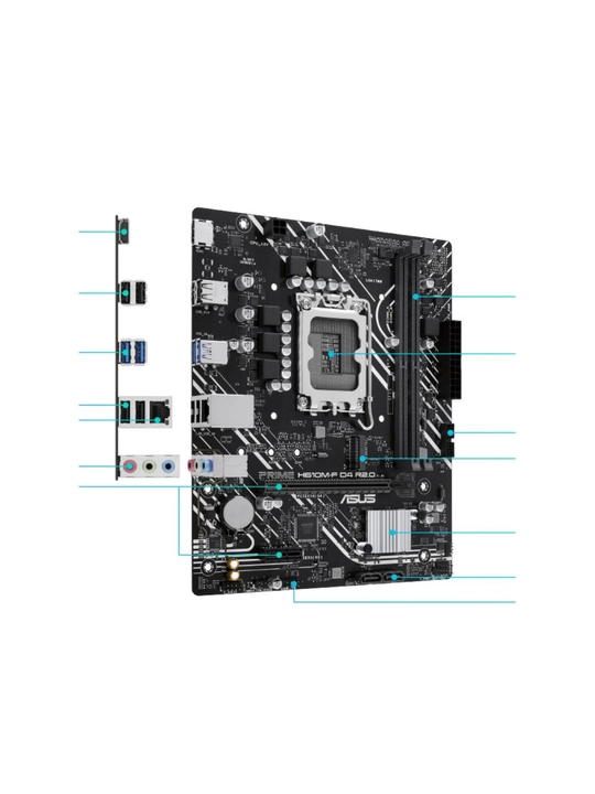 Kompyuter ona platasi ASUS, PRIME H610M-F D4, DDR4, LGA1700