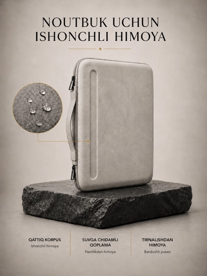 Noutbuk va MacBook uchun 13–14 dyumli qattiq korpusli himoya sumka