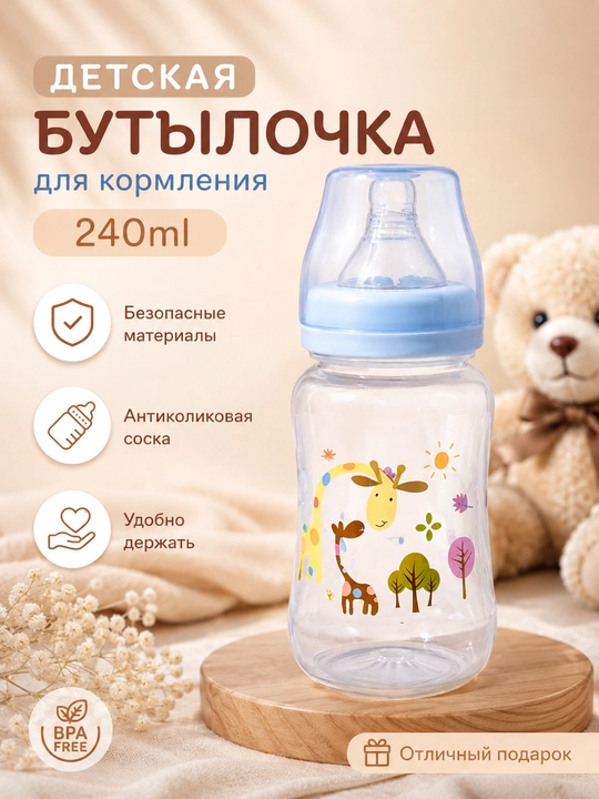 Bolalar uchun oziqlantirish butilkasi, chaqaloqlarga butilka, 240 ml - 