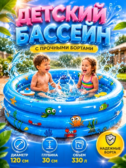 Детский бассейн надувной PVC 120x90x45 см летний водный бассейн