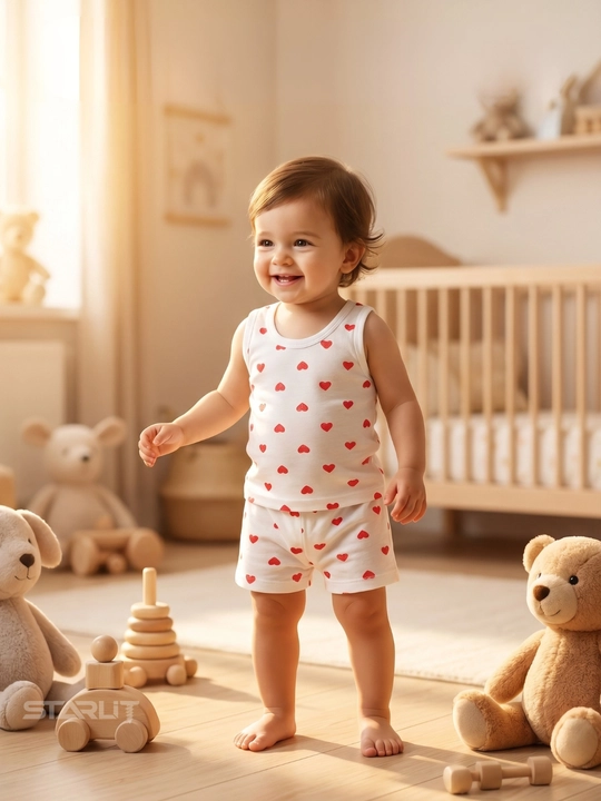 O‘g‘il va qiz bolalar uchun bolalar to‘plami, mayka va shortiklar 100% paxtadan pijama