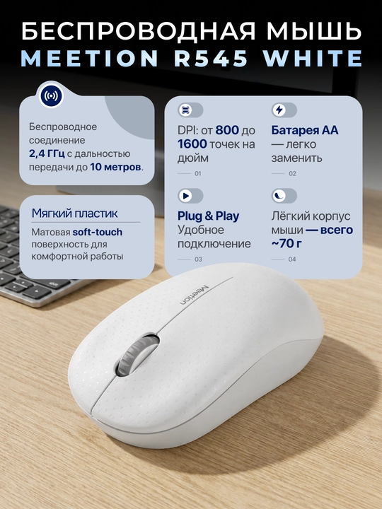 Soft touch qoplamali R545 2.4G simsiz ofis sichqonchasi - 