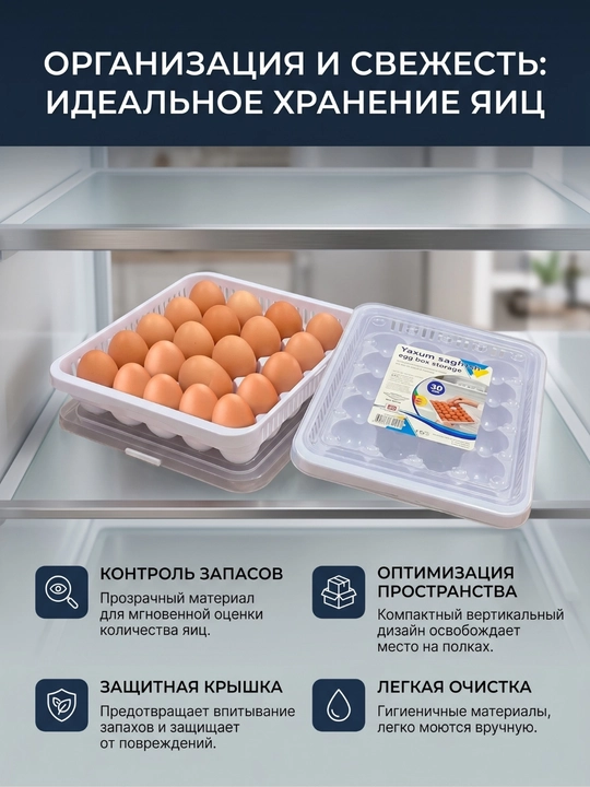 Контейнер для яиц, подставка, пластиковый, 30 шт, 15 шт