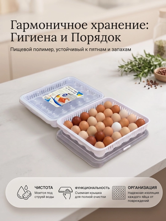 Контейнер для яиц, подставка, пластиковый, 30 шт, 15 шт