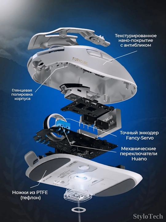 Игровая мышь компьютерная, беспроводная мышь для игр и офиса, бесшумная с RGB подсветкой