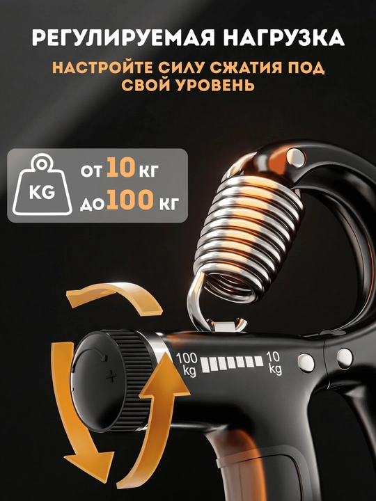 Кистевой эспандер регулируемый с счетчиком, тренажер для рук и предплечья