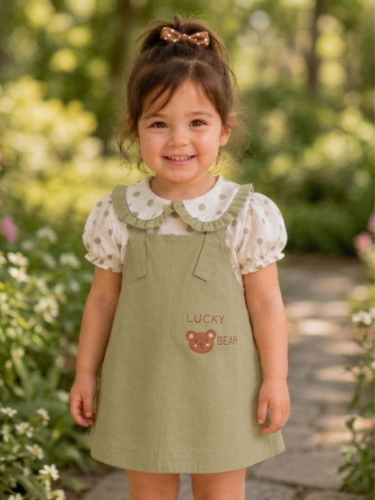 Yoqimli qizaloqlar uchun Lucky Bear sarafan to‘plami - 