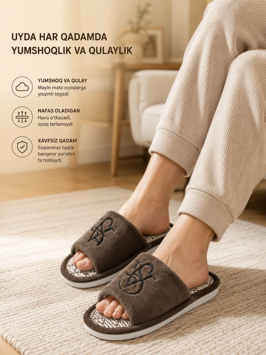 Ortopedik taglikli ayollar yumshoq uy shippaklari qulay shippaklar