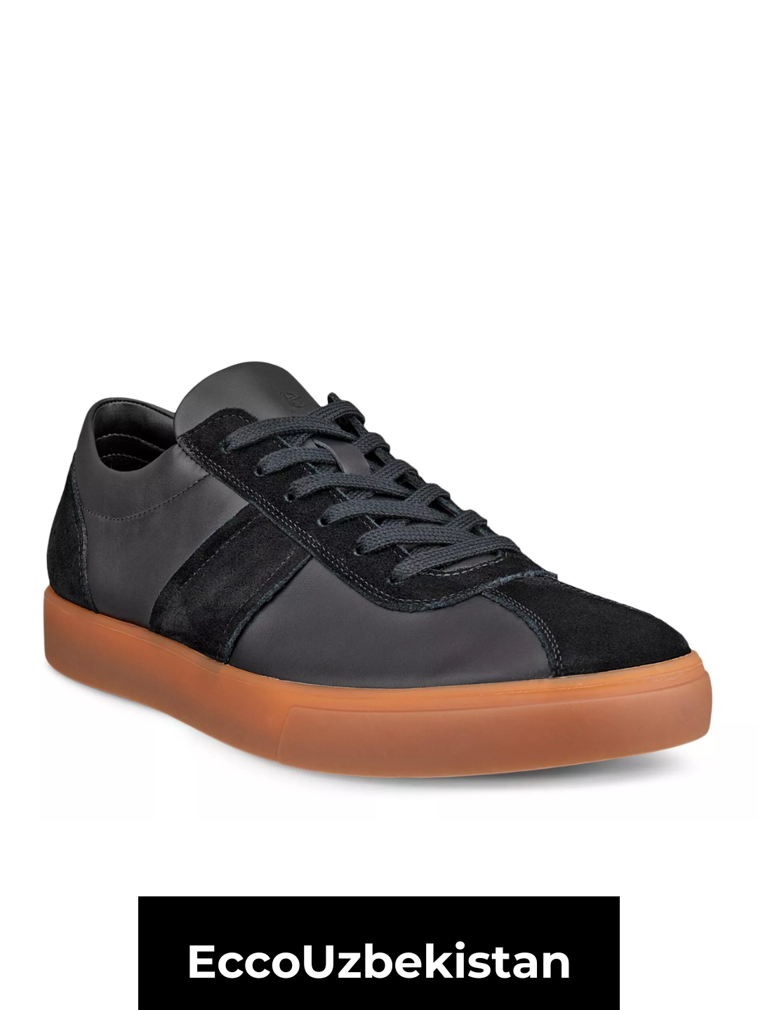 Erkaklar uchun tabiiy charmli ECCO Soft 10 M Black anatomik tayanchli krossovka - 