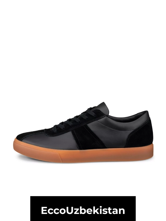 Мужские кеды ECCO Soft 10 M Black из натуральной кожи ,с анатомической поддержкой стопы