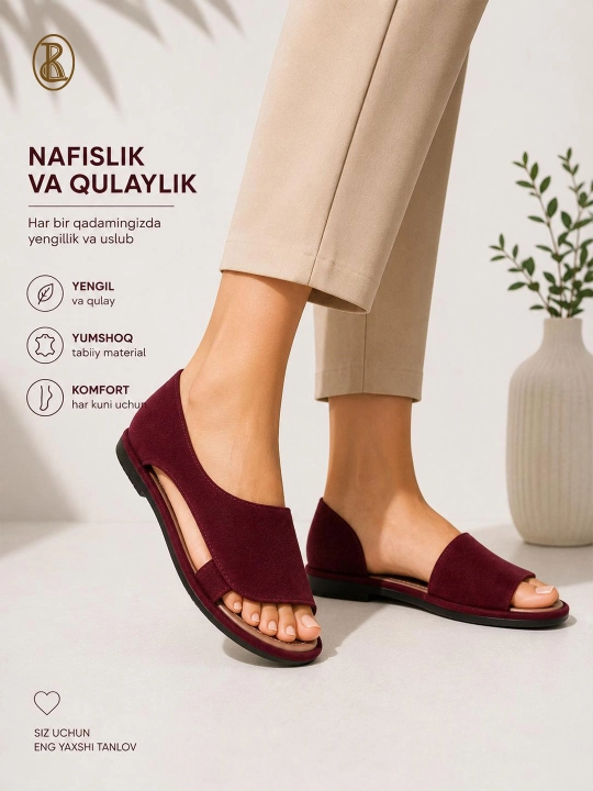 Ayollar uchun poyabzal, ayollar uchun yozgi bosonojkalar, yozgi oldi ochiq loferlar,\