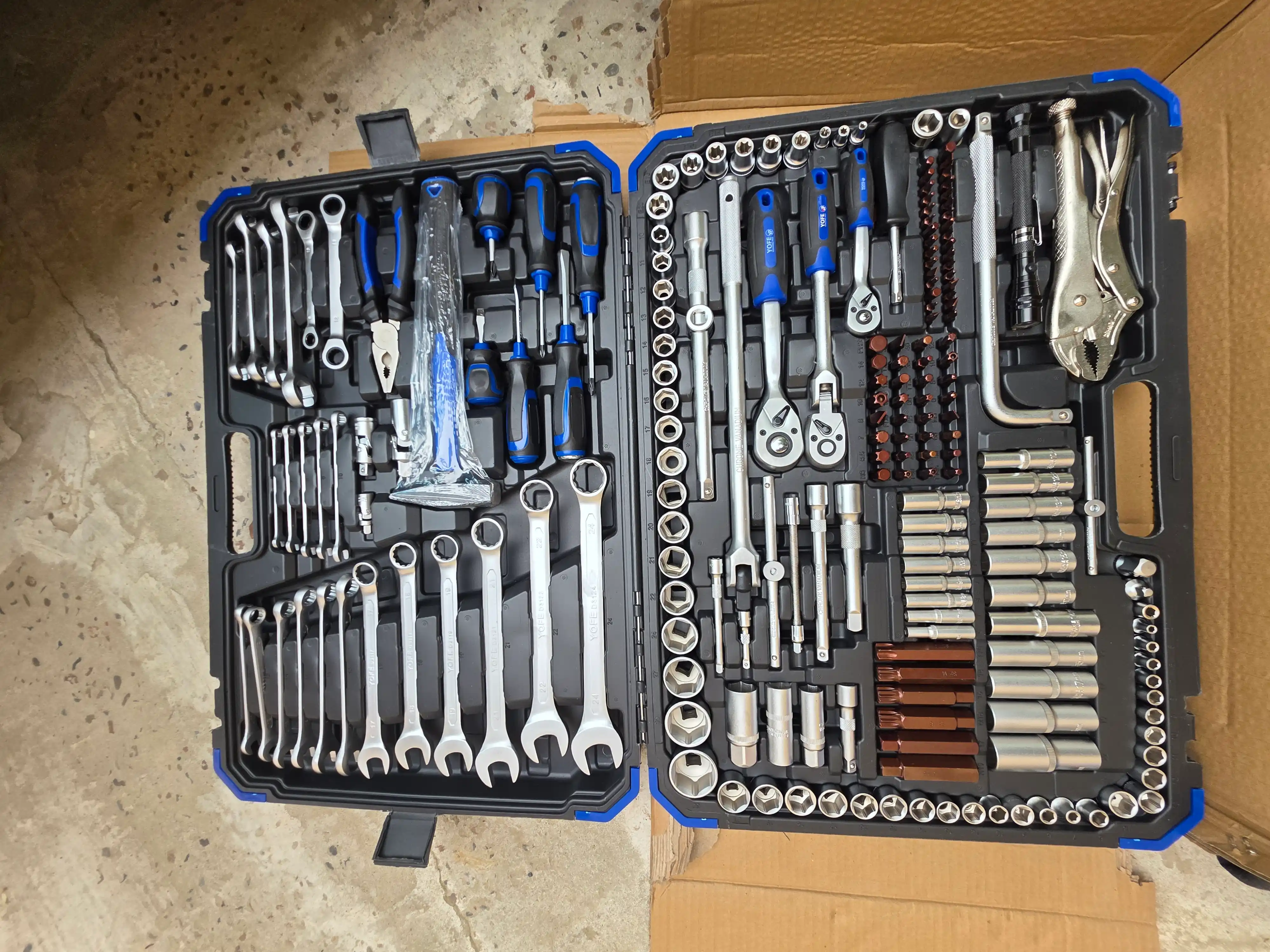 202 PCS asboblar to‘plami, professional kalit va yon tomon to‘plami