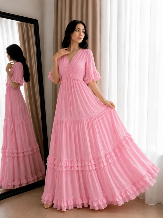 Ayollar uchun premium romantik maxi ko‘ylak — nafis va yengil fason