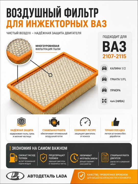 Filtr 2107-2115 Kalina 1/2 Granta 1/FL Priora Niva uchun havo filtri инжектор,hovo filtr - 