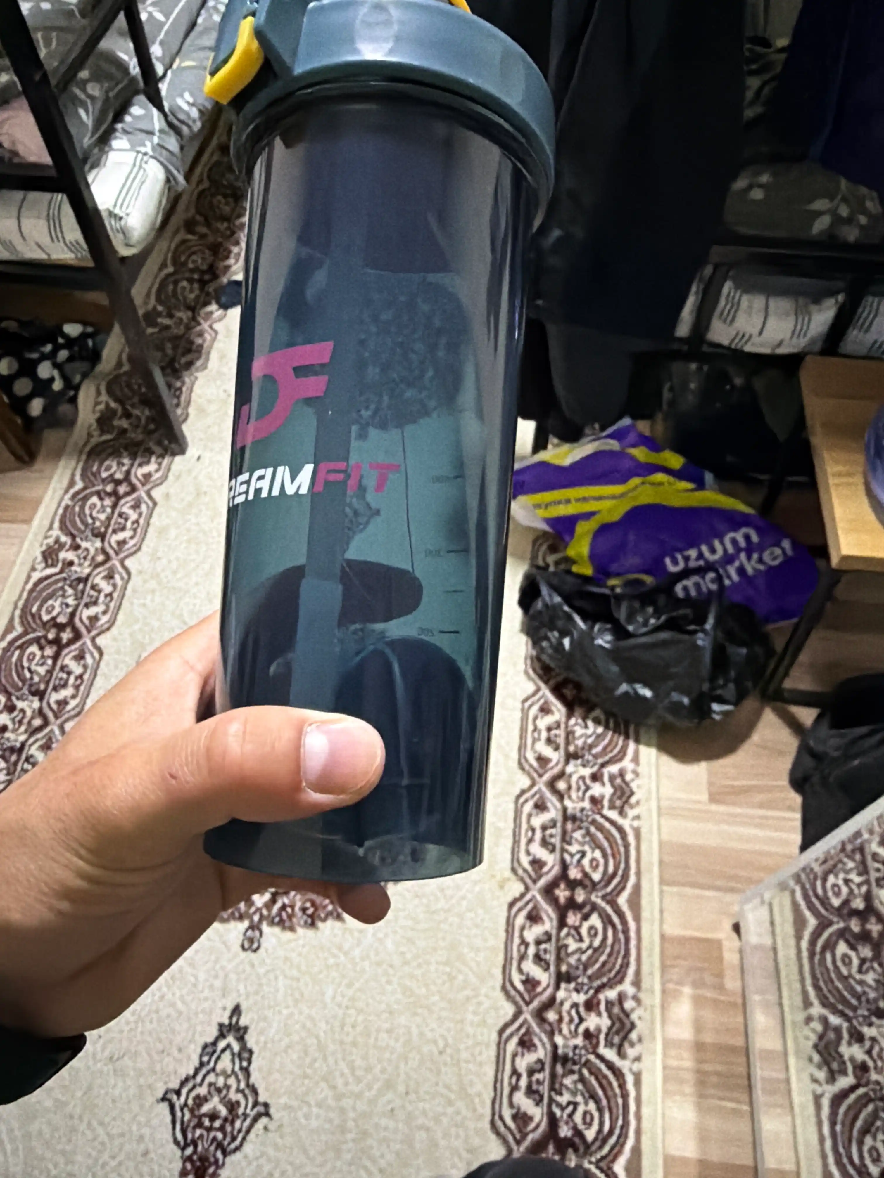 Sheyker, shaker suv shisha, sport idish, geyner, oqsil, protein, 600 ml, uniseks
