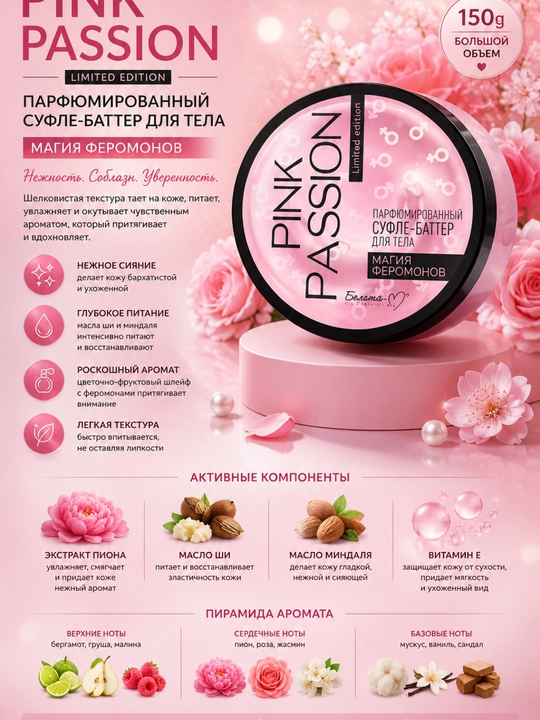 Pink Passion - набор для ухода за телом: гель для душа, крем, скраб, лосьон