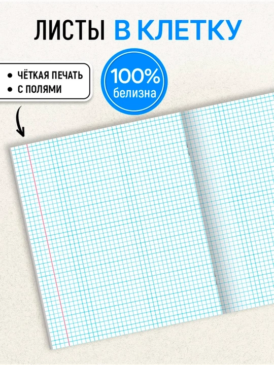 A5 daftar to‘plami, 96 varaqlik, 5 dona, katakchali, maktab qizlari uchun, Rossiyada