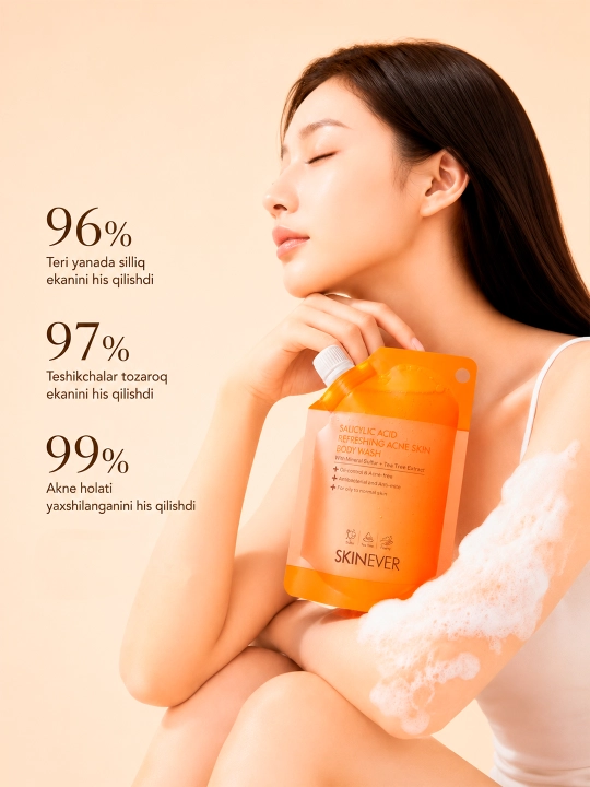 Гель для душа против акне SKINEVER Salicylic Acid Body Wash с салициловой кислотой, 200 мл