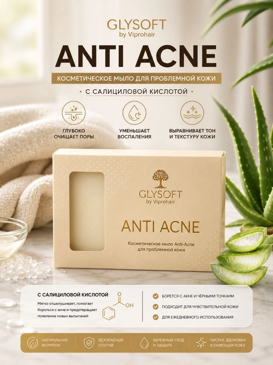 Glysoft tabiiy anti-acne sovun salitsil kislota bilan - 