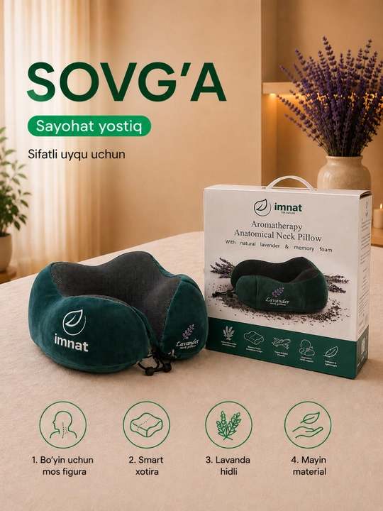 Lavanda yostiq, BONUS sayohat va ortopedik yostiq, sifatli uyqu uchun giyohli yostiq IMNAT