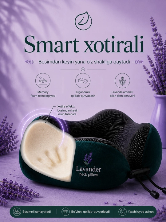 Lavanda yostiq, BONUS sayohat va ortopedik yostiq, sifatli uyqu uchun giyohli yostiq IMNAT