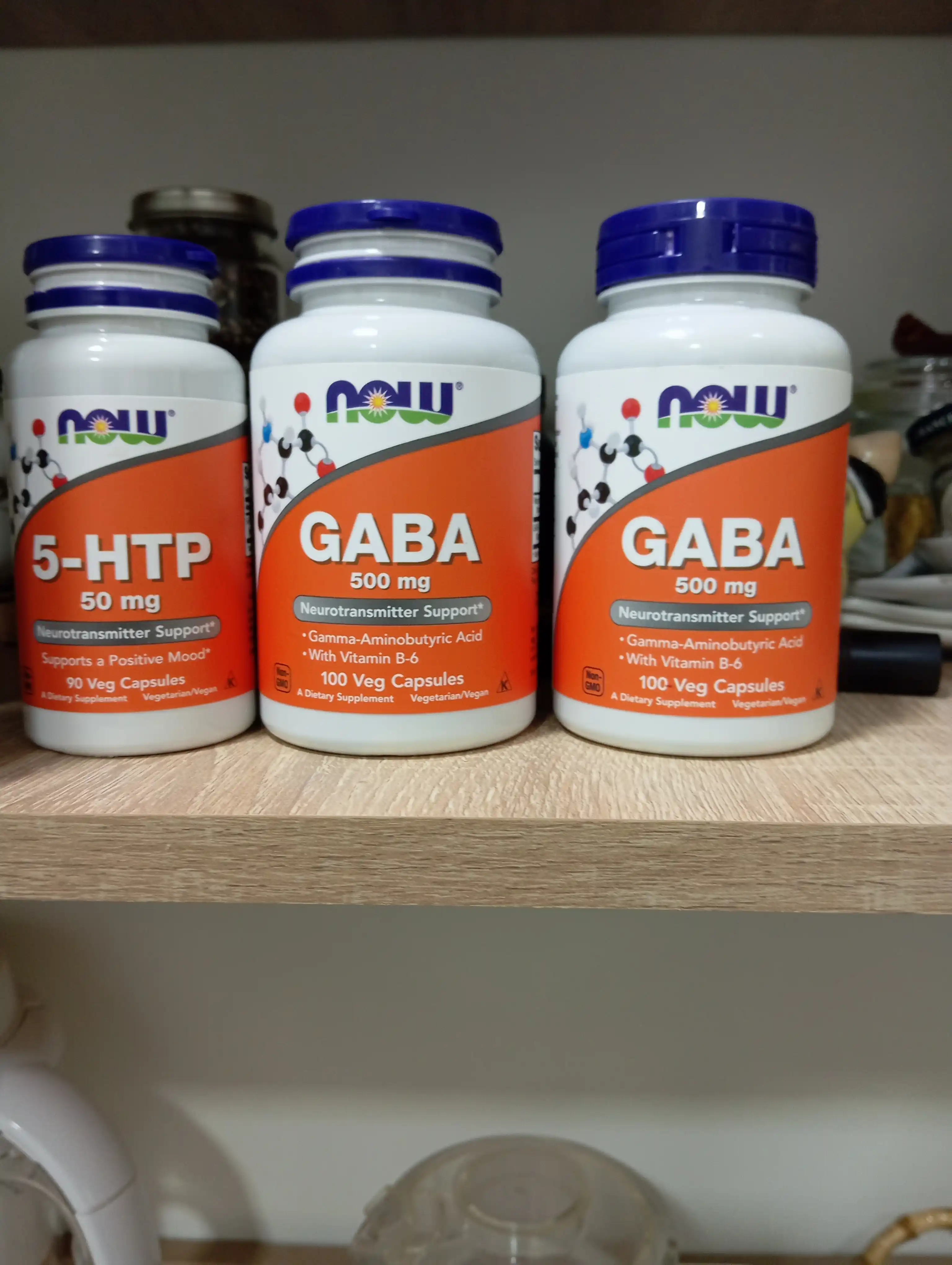 NOW Foods, GABA B6 vitamini bilan, 500 mg, 100 kapsulalar