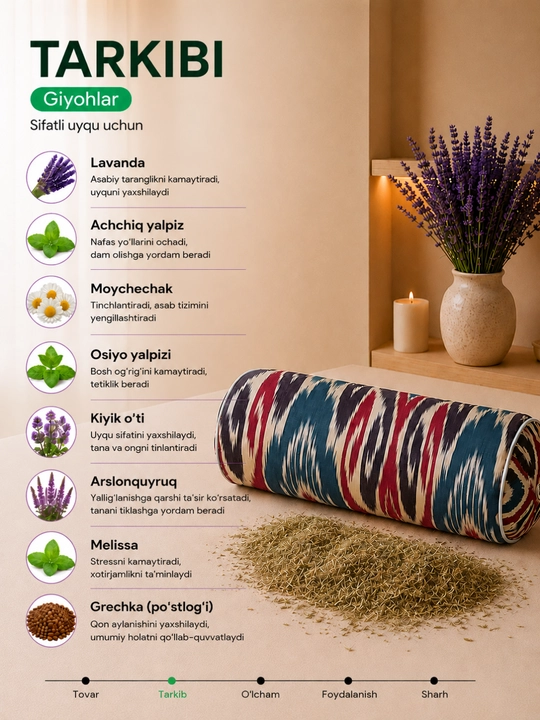 IMNAT 8 xil giyohli Lavanda yostiq, sifatli uyqu uchun aromaterapiya yostiq, PREMIUM