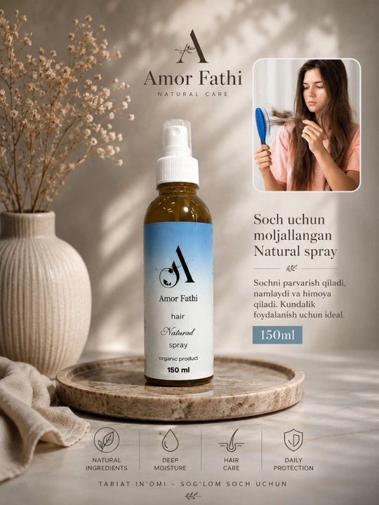 Ayollar va erkaklar uchun soch to'kilishuga va qazg'oqqa qarshi sprey, 150 ml