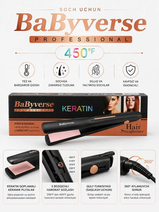 BaByverse BA-728 Professional soch to'g'rilovchi