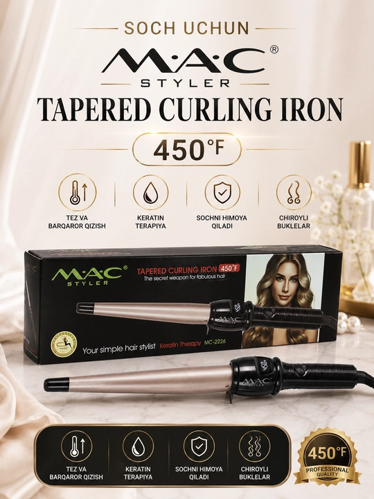 MAC STYLER Professional soch to'g'rilagichi, jingalak dazmol MC-2226 - 