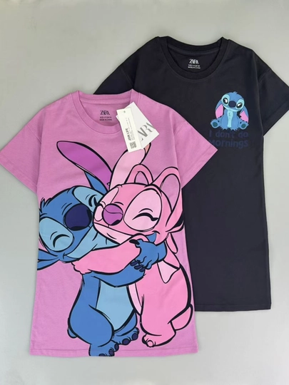 Детская футболка для девочек, с принтом Stitch
