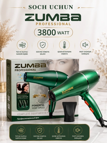 ZUMBA Фен профессиональный для сушки и укладки, с ионизацией ZM-9958 — UZOSH-DZ9