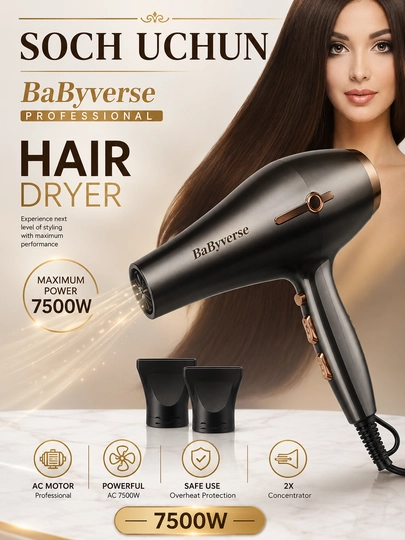 Фен для волос с насадками профессиональный Это профессиональный фен BaByverse BA-6635 — UZOSH-DZ10