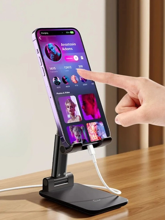 Telefon va planshet uchun sozlanadigan, buklanadigan taglik-ushlagich