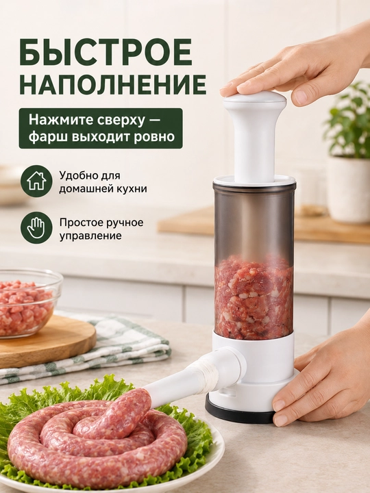 Шприц для колбас  с 4 насадками, ручной наполнитель для сосисок и колбасок дома