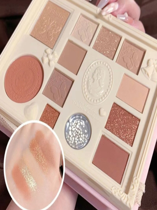 Набор макияжа K'apeine: тональная основа, хайлайтер, тени, золотистые тени для глаз