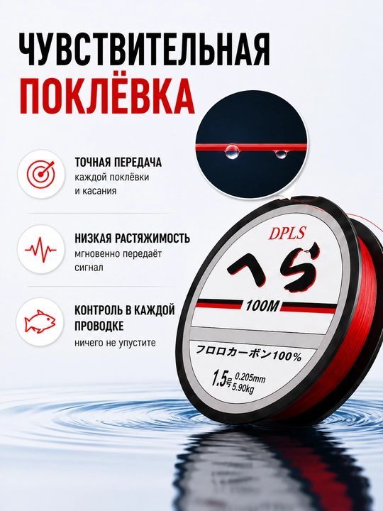 DPLS flyuorokarbon baliq ovlash qarmog‘i 100 metrlik baliq ovlash va spinning uchun qarmoq