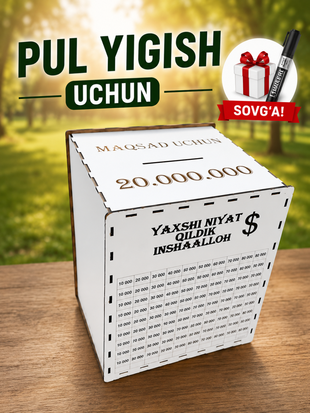 Pul yig‘ish uchun kopilka - maqsadlar qutisi - 