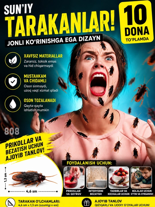 Тараканы для пранка реалистичные 10 шт