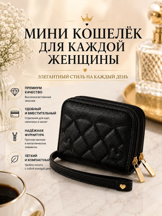 Женский мини кошелек на молнии, компактный кошелек для карт и денег