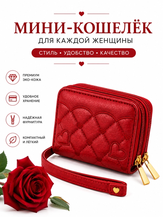 Женский мини кошелек на молнии, компактный кошелек для карт и денег