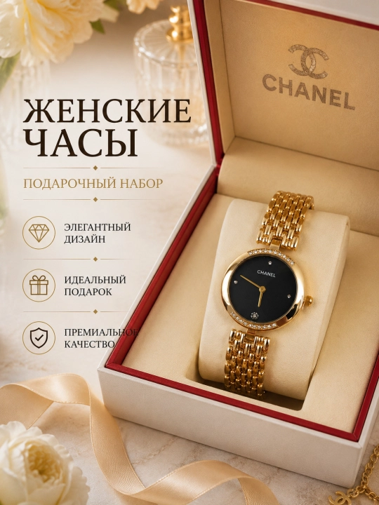 Женские часы, классический стиль, в подарочной упаковке - 