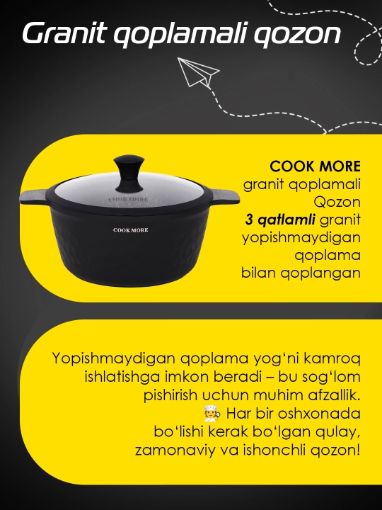 Shisha qopqoqli kastrulya, "Granite pro" liniyasi inducsion Cook More