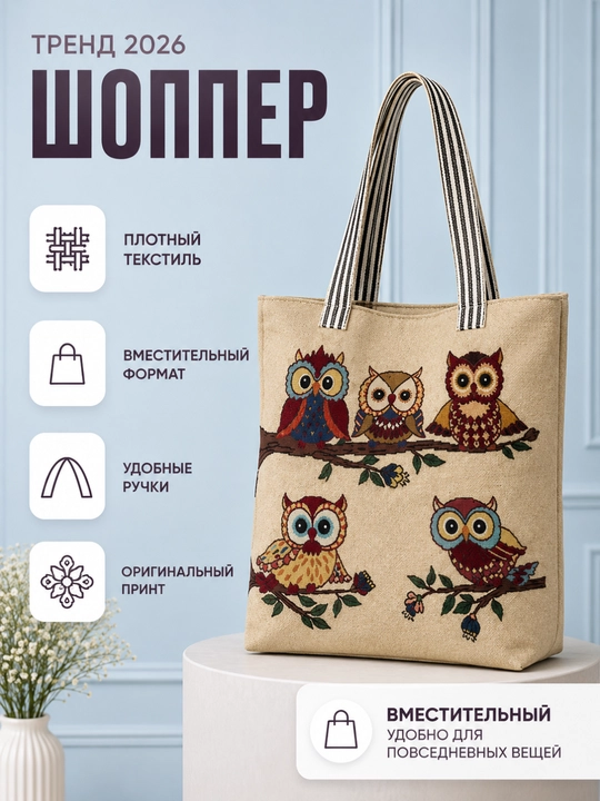Женский шопер с принтом удобная и легкая