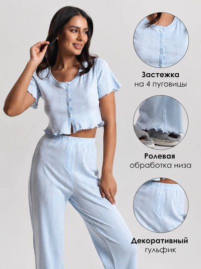 Ayollar uchun Pinterest uslubidagi yumshoq ajur pijama – shortik va shimli, Pinterest